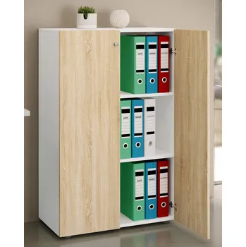 Policová skříň VCM Kancelářská skříň Lona XL s otočnými dvířky, bílá 486806