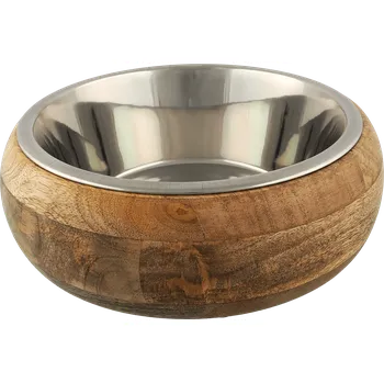 Miska pro psa Miska Dog Fantasy nerez v dřevě zaoblená 400ml