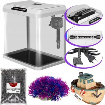 Akvárium KOMPLETNÍ AKVARISTICKÁ SADA AKVÁRIUM SE VYBAVENÍM SKLENĚNÁ NÁDRŽ 16L