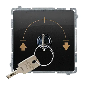 vypínač Vypínač žaluziový na klíč, 3 polohový, řazení 1-0-2, Simon Basic BMWZK.01/49, černá