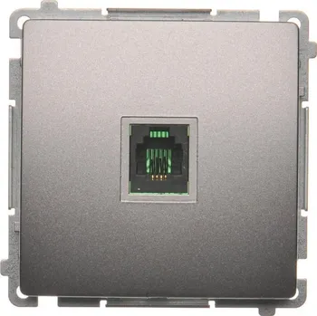 Elektrická zásuvka Zásuvka telefonní 1 násobná RJ11, Simon Basic BMTU.01/21, ocel