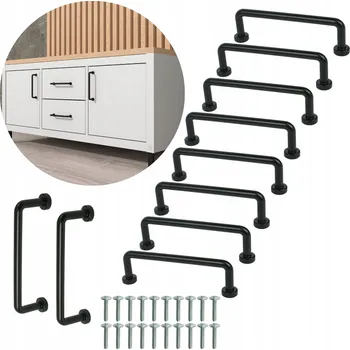 Nábytkové kování Nábytková úchytka 96 mm reling trubka pro kuchyňskou skříňku zásuvky černá loft