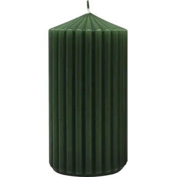 Svíčka Drážková vánoční svíčka Ø6X12 cm tmavě zelená