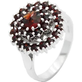 Prsten Český granát - prsten stříbrný Květina stupňovitá - 3 - velikost 59 - 7