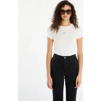 Dámské oblečení Tričko Guess Jeans Ss Cn Embro Slim Cream L