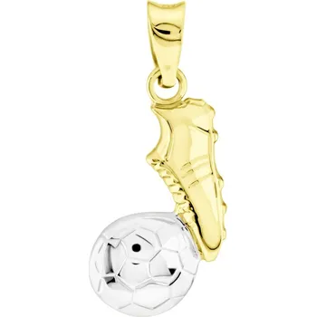 Přívěsek GEMMAX Zlatý přívěsek Kopačka s fotbalovým míčem – zlatý šperk ryzosti 585/1000 v Dárkovém balení s Certifikátem GUPCN-03075