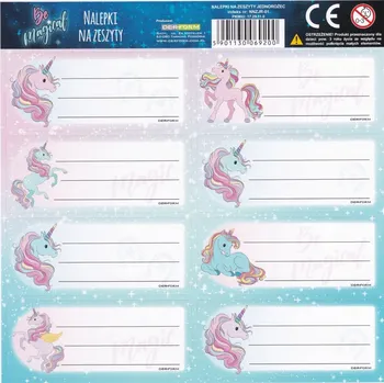 samolepka DERFORM Samolepky na sešity Jednorožec 8ks