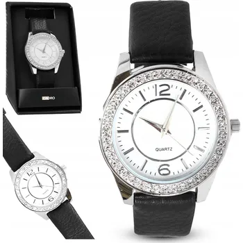 Hodinky Dámské hodinky s černým koženým řemínkem dárek pro manželku, maminku