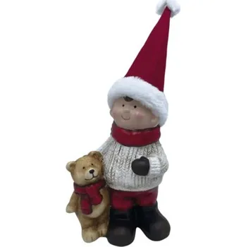 Dekorativní LED figurka dívka s medvídkem 31 cm