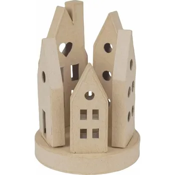 Svícen décopatch Kartonový svícen domečky 12,3×16,5cm