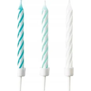 Dortová svíčka Svíčky na dort s tyrkysovými stojánky 10 Ks 6 cm