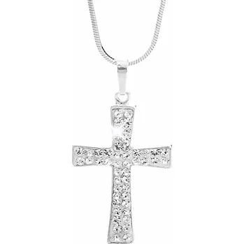 Módní doplněk JSB bijoux s.r.o. Stříbrný náhrdelník velký kříž osázený krystaly Swarovski Crystal (Stříbro 925/1000)