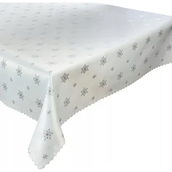 Vánoční dekorace Obrus Dvoustranný Odolný Skvrnám Vánoční Sníh Stříbrný Bílý 80x80 cm