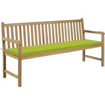 Zahradní lavice OMAXI Zahradní lavice s jasně zelenou poduškou 175 cm masivní teak 267196