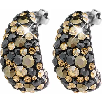 Náušnice JSB bijoux s.r.o. Stříbrné náušnice puzety rozšiřující se kapka s krystaly Swarovski Jet Mix (Stříbro 925/1000)