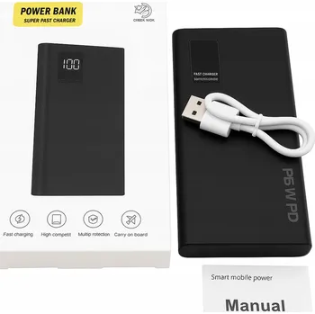 Powerbanka Powerbanka P1D 22.5W Super Rychlé Nabíjení 10 000 mAh Ukazatel Energie ČERNÁ
