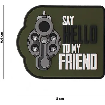 Nášivka Gumová nášivka 101 Inc Say hello to my little friend - olivová-bílá