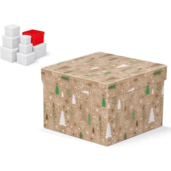 Dárková taška Krabice dárková vánoční C-V008-F 18x18x13cm