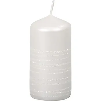 Svíčka Vánoční svíčka válec ANDROMEDA Ø4 x 8 cm bílá