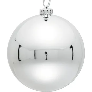 Vánoční dekorace Vánoční ozdoby plastové Ø 15 cm stříbrné lesklé