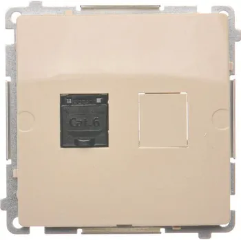 Elektrická zásuvka Zásuvka datová 1 násobná RJ45 6. kat., s protiprachovou clonkou, Simon Basic BM61.01/12, béžová