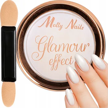 Třpytivý prach na nehty Glamour effect Molly Nails s aplikátorem Č. 1 1g