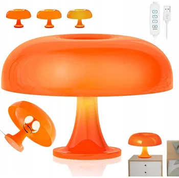 Lampička HOUBA STOLNÍ LAMPA LED NOČNÍ LAMPA SE 4 ŽÁROVKAMI E14 ORANŽOVÁ RETRO