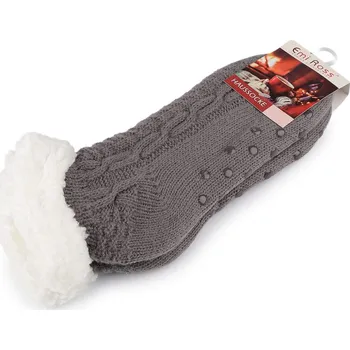 Dámské ponožky Ponožky zimní s protiskluzem, vlněné, krátké - 17 (vel. 35-38) šedá