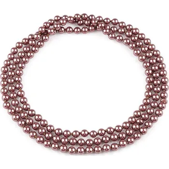 Náhrdelník Perlový náhrdelník dlouhý, retro - 27 (Ø8 mm) starorůžová tmavá