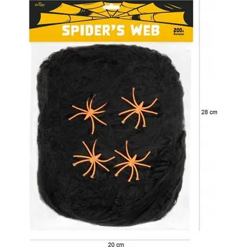 Party dekorace Černá pavučina s pavouky Halloween 200g Síť
