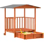 Jurhan Pískoviště s verandou SUNNY, 130x130x143cm, hnědá/šedá