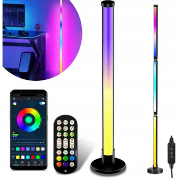 Stojací lampa ROHOVÁ STOJACÍ LAMPA RGB LED DÁLKOVÝ OVLADAČ APLIKACE HUDEBNÍ SENZOR 120 CM