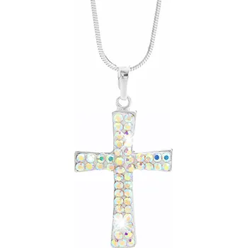 Módní doplněk JSB bijoux s.r.o. Stříbrný náhrdelník velký kříž osázený krystaly Swarovski AB (Stříbro 925/1000)
