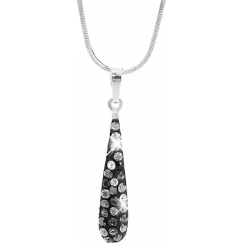Módní doplněk JSB bijoux s.r.o. Stříbrný náhrdelník dlouhá kapka s krystaly Swarovski Jet (Stříbro 925/1000)