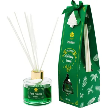 Aroma difuzér Arome Difuzér s tyčinkami Pine & Poinsettia, 100 ml, zelená