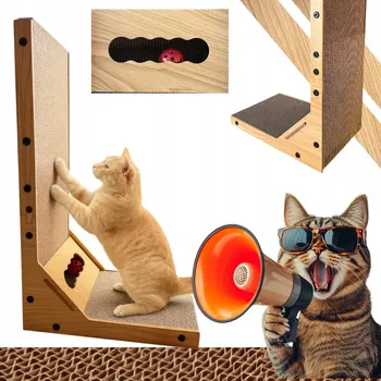 ŠKRABADLO PRO KOČKY PELÍŠEK S HRAČKOU PLOCHÉ ŠKRABADLO PRO KOČKY + MÍČEK