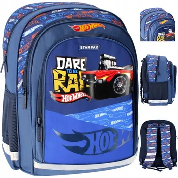 Školní batoh Školní batoh Hot Wheels Starpak s více přihrádkami modrý, oranžový, vícebarevný
