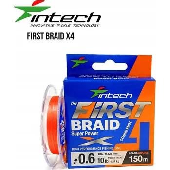 Pletená šňůra Intech First Braid X4 Orange 150m #0.6/0.128mm/10lb/4,54kg