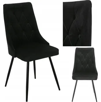 Jídelní židle Čalouněná jídelní židle s prošíváním velvet, černé kovové nohy