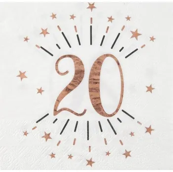 Santex UBROUSKY papírové 20. narozeniny Rose Gold 10ks