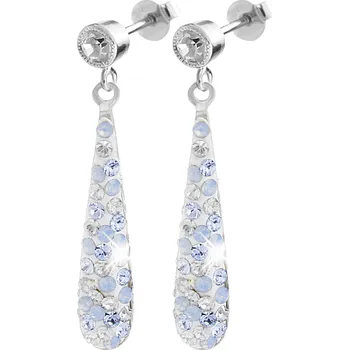 Náušnice JSB bijoux s.r.o. Stříbrné náušnice puzety dlouhé kapky s krystaly Swarovski Light Sapphire (Stříbro 925/1000)