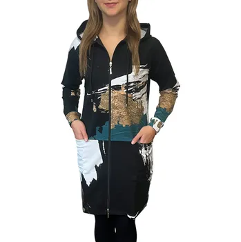 Dámský kabát Delší mikinový kabátek Sabatti černo-zelený Velikosti Sabatti: 52