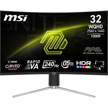 Monitor MSI MAG 325CQRXF E2 31,5" LED monitor, herní, prohnutý, 31,5", VA, 2560×1440, 240Hz, 0,5ms, 300cd/m2, 16:9, HDR Ready, USB-C 15W, DisplayPort, 2× HDMI, černý, en. tř. F MAG 325CQRXF E2