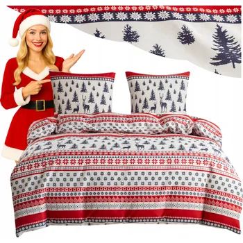 Povlečení POVLEČENÍ ŚWIĄTECZNA 3 DÍLY Satén bavlna 160 x 200 cm + 2 POVLEČENÍ 70 x 80 cm