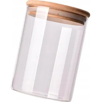 Dóza na potraviny Skleněná zavařovací sklenice s bambusovým víčkem, kuchyňská nádoba na potraviny 950 ml
