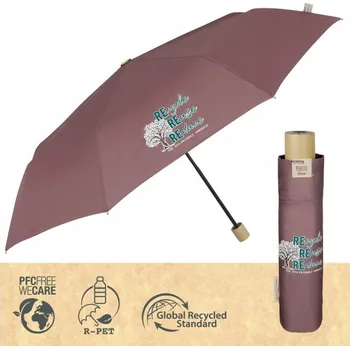 Perletti manuální skládací deštník s pouzdrem, hnědý