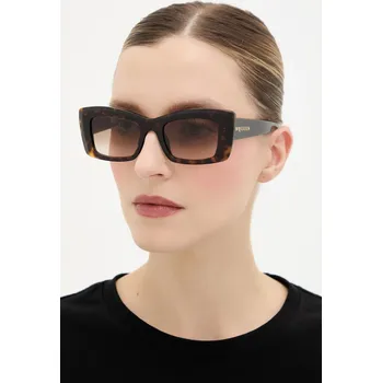 Sluneční brýle Alexander McQueen dámské, hnědá barva, AM0526S 88X, vel. 50