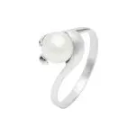 Prsten bílé zlato Perla bílá ze soupravy BU-96-0607-1pw - velikost 53 - 1