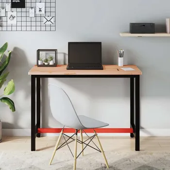 Dílenský stůl vidaXL Pracovní stůl 115 x 55 x 81,5 cm masivní bukové dřevo a kov [3188904]