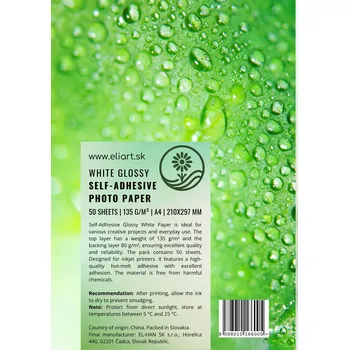 Papír pro tiskárny Lesklý fotopapír Eliart A4 135 g/m2 50 ks